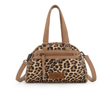 WG399-5112BR-LP Wrangler Cow Print Satchel/Crossbody Bag