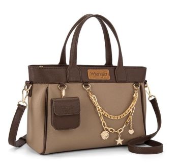 WG434-8300CF Wrangler Color Block Tote with Chain Charm & Mini Pouch 