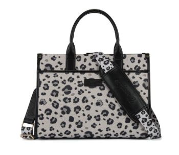 WG436-8119BK Wrangler Leopard Print Canvas Oversized Tote with Adjustable Strap