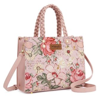 WG438-8120PK Wrangler Floral Print Braided Tote Bag 