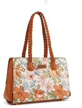 WG438-8130BR Wrangler Floral Print Braided Satchel Bag 