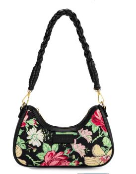 WG438-818BK Wrangler Floral Print Braided Hobo Bag