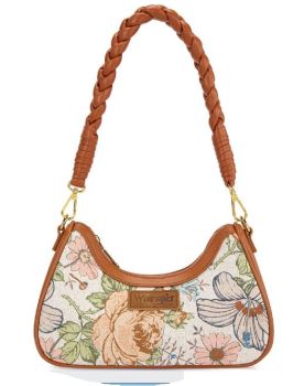 WG438-818BR Wrangler Floral Print Braided Hobo Bag
