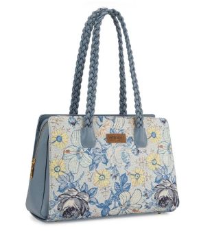 WG438-8130BL Wrangler Floral Print Braided Satchel Bag 