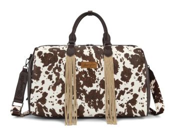 WG444-5110CF Wrangler Cow Print Fringe Duffle/Crossbody