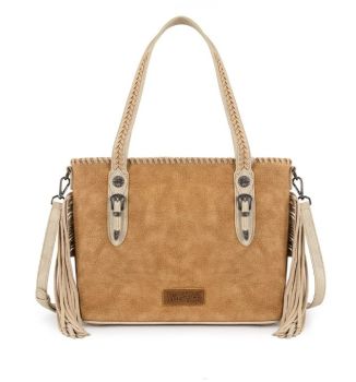 WG454-2002BR Wrangler Braided Tassel Tote Bag 