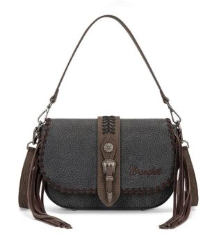WG454-2003BK Wrangler Braided Tassel Saddle Crossbody Bag
