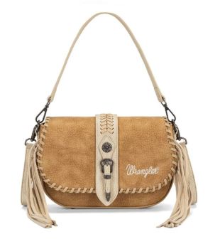 WG454-2003BR Wrangler Braided Tassel Saddle Crossbody Bag