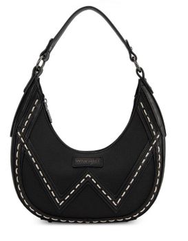 WG456-818BK Wrangler Western Contrast Stitch Chevron Hobo Shoulder Bag