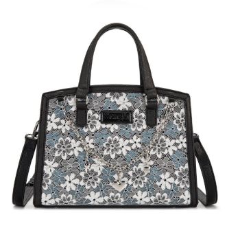 WG455-8130BK Wrangler Western Chic Lace with Chain Charm Satchel/Crossbody Bag