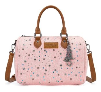 WG458-51102PK Wrangler Western Rhinestone Denim Boston Bag/Crossbody 