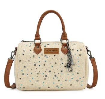 WG458-51102TN Wrangler Western Rhinestone Denim Boston Bag/Crossbody 