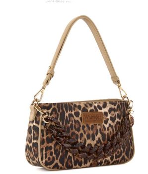 WG474-8633LP Wrangler Western Leopard Print Shoulder Bag with Chain Detail