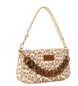 WG474-8633TN Wrangler Western Leopard Print Shoulder Bag with Chain Detail