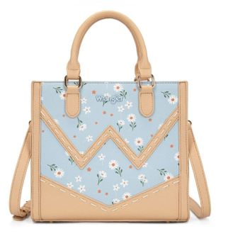 WG481-8126JN Wrangler Daisy Print Chevron Tote Crossbody Bag