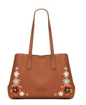 WG482-8130BR Wrangler Floral Accent Tote Shoulder Bag