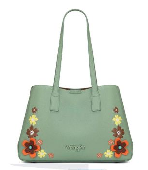 WG482-8130GN Wrangler Floral Accent Tote Shoulder Bag
