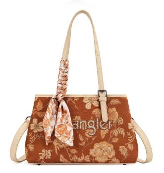 WG510-8130BR Wrangler Floral Printed Braided Scarf Crossbody Bag 