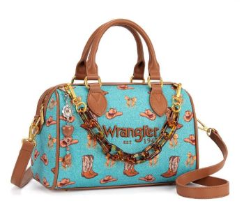 WG524-51102TQ Wrangler Western Print Cowgirl Boston Bag