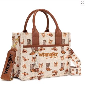 WG524-8120STN Wrangler Western Print Cowgirl Tote Bag/Crossbody