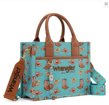 WG524-8120STQ Wrangler Western Print Cowgirl Tote Bag/Crossbody