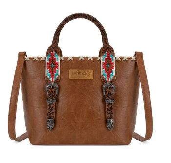 WG529-2002BR Wrangler Western Embroidery Tote Bag