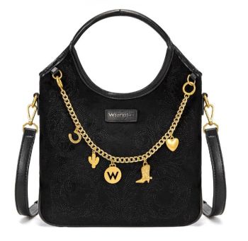 WG533-9801BK Wrangler Charm Chain Hobo Tote Bag