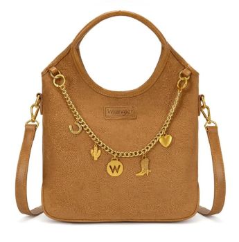 WG533-9801BR Wrangler Charm Chain Hobo Tote Bag