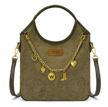 WG533-9801GN Wrangler Charm Chain Hobo Tote Bag