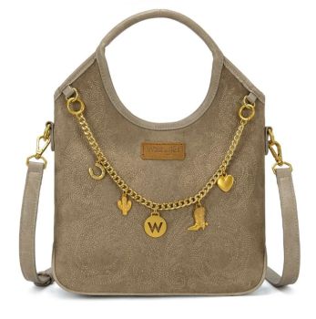 WG533-9801KH Wrangler Charm Chain Hobo Tote Bag