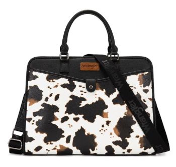 WG537-8119COW-BK Wrangler Pebbled Faux Leather Laptop Brief Bag