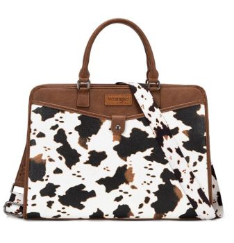 WG537-8119COW-BR Wrangler Pebbled Faux Leather Laptop Brief Bag