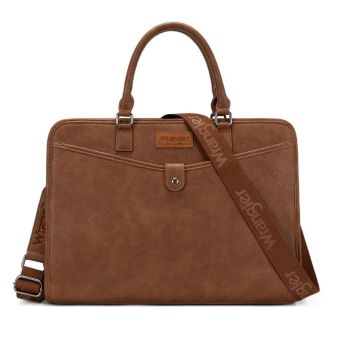 WG537-8119BR Wrangler Pebbled Faux Leather Laptop Brief Bag