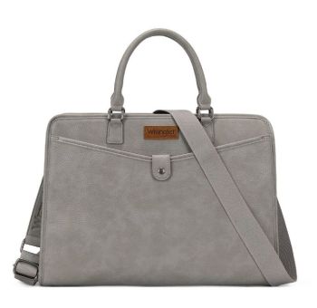 WG537-8119GY Wrangler Pebbled Faux Leather Laptop Brief Bag