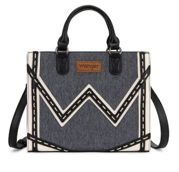 WG456-8120BKDJN Wrangler Western Contrast Stitch Chevron Tote Bag