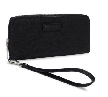 WG-WL-561-130-BK Wrangler Floral Tooled Wristlet RFID Wallet 