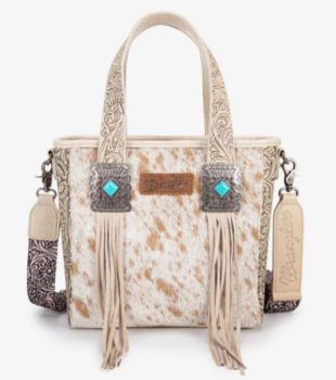WG66-2001BG  WRANGLER COWHIDE FRINGE CONCEALED CARRY PURSE
