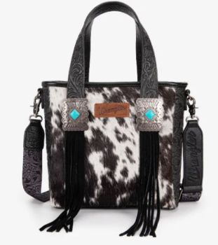 WG66-2001BK  WRANGLER COWHIDE FRINGE CONCEALED CARRY PURSE