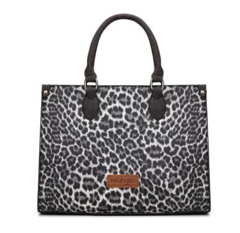 WG296-8625BK Wrangler Leopard Print Wide Tote Bag/Crossbody