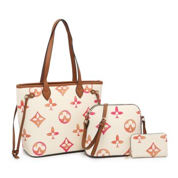 FB4611 TAN DESIGNER FASHION 3PC BAG  SETS