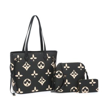 FB4611 BK DESIGNER FASHION 3PC BAG  SETS