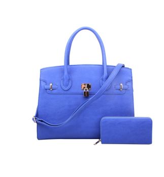 WU1096W R BLUE 2 IN 1 FASHION SATCHEL w/MATCHING WALLET SEt