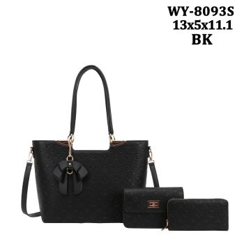 WY-8093S BK FASHION HANDBAG 3PC SETS