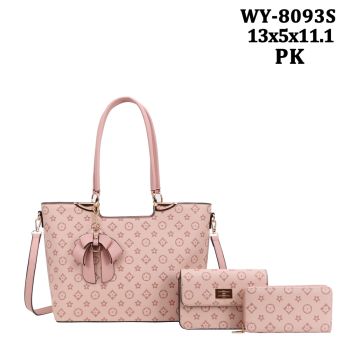 WY-8093S PK FASHION HANDBAG 3PC SETS