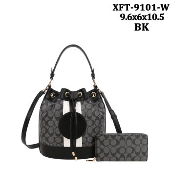 XFT-9116ABK DESIGNER DRAWSTERING BAG WITH WALLET