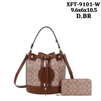 XFT-9116ADBR DESIGNER DRAWSTERING BAG WITH WALLET