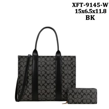 XFT-9145W BK LAPTOP CARRY TOTE BAG WITH WALLET