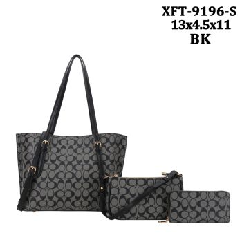 XFT-9196S BK MONOGLAM DESIGNER BAGS 3PC SETS