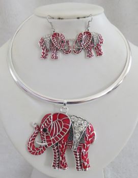 YNE3934RD ELEPHANT CHOKER SET