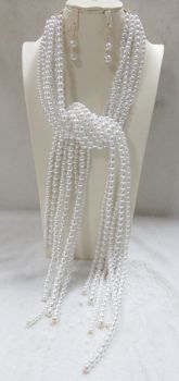 YNE4127 WT PEARL NECKLACE SET